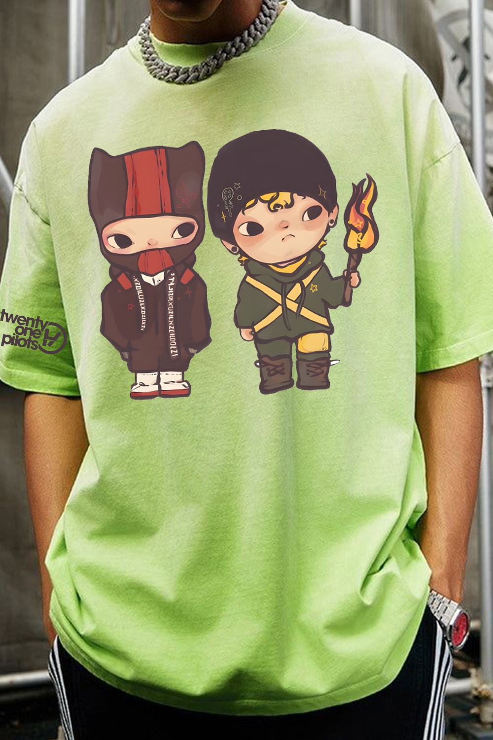 Twenty One Pilots Cartoon Print T-Shirt