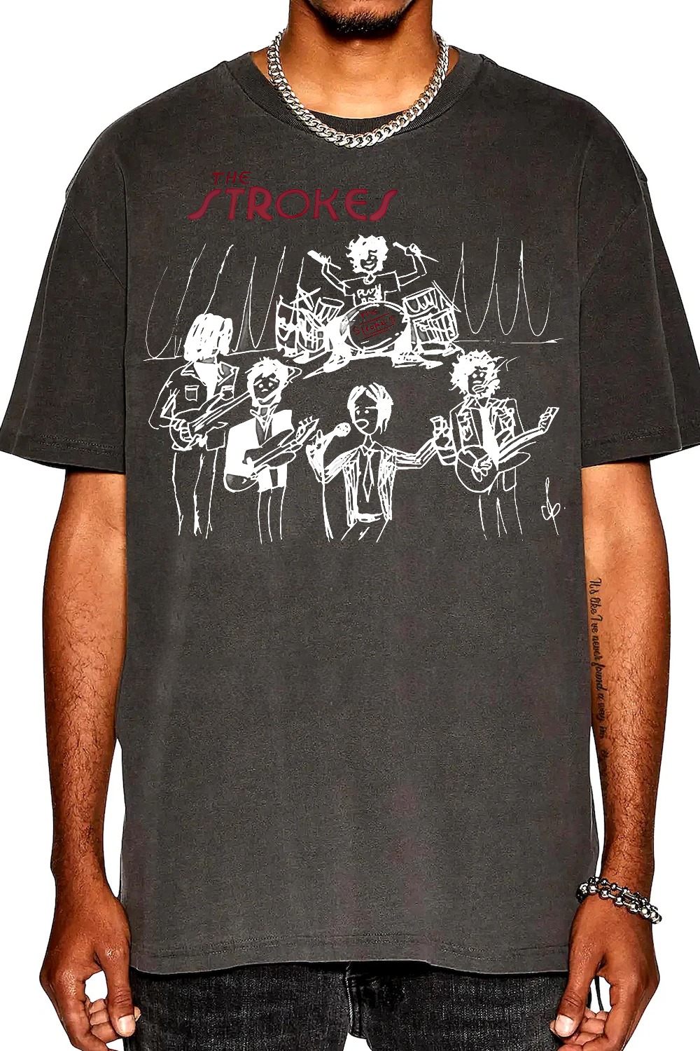 The Strokes band Tour Reprint Fans T-shirt White Gildan Classic