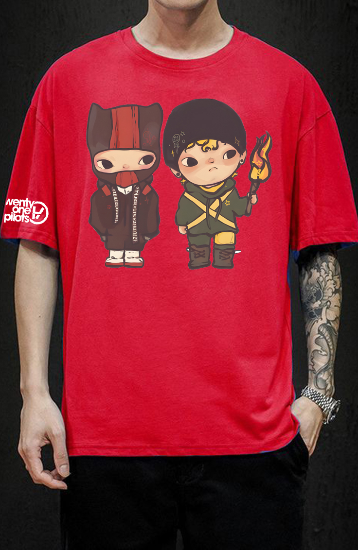 Twenty One Pilots Cartoon Print T-Shirt