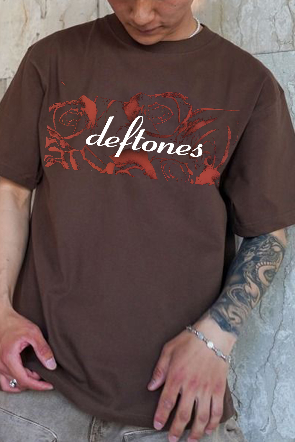 Deftones Rose Print Short-Sleeved T-shirt