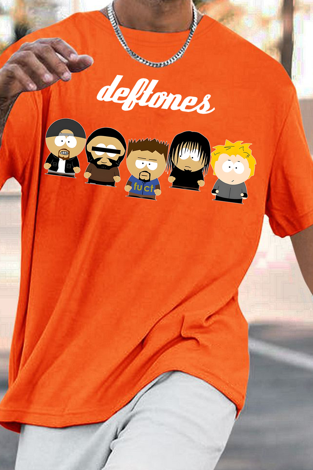 Deftones Cartoon Print Short-Sleeved T-Shirt