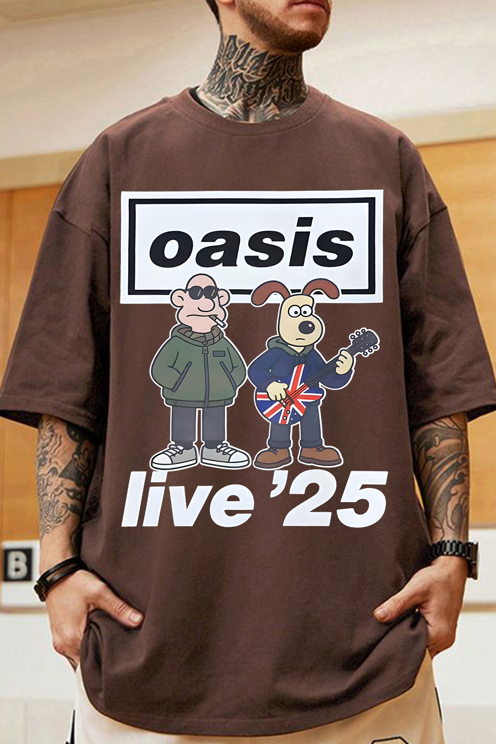 Oasis ver Wallace & Gromit tee