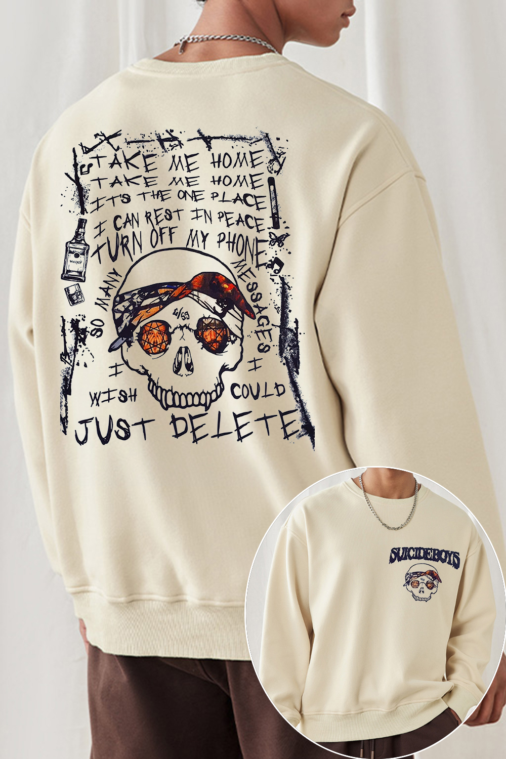 $uicideboy$Double-sided printed men's sweatshirt