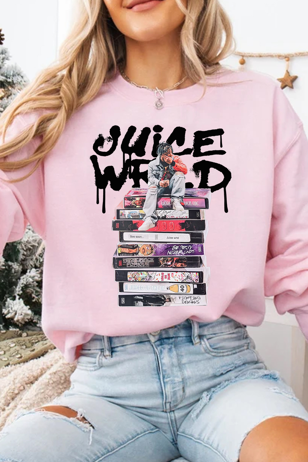 juicewrld long sleeve crew neck sweatshirt