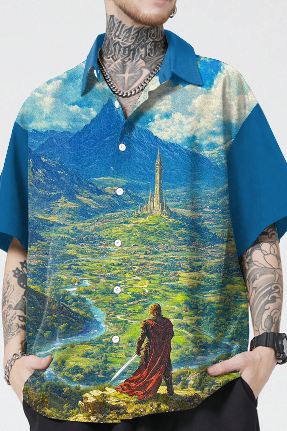 Lord of the Rings Oil Painting Colorblock Men's Shirt
