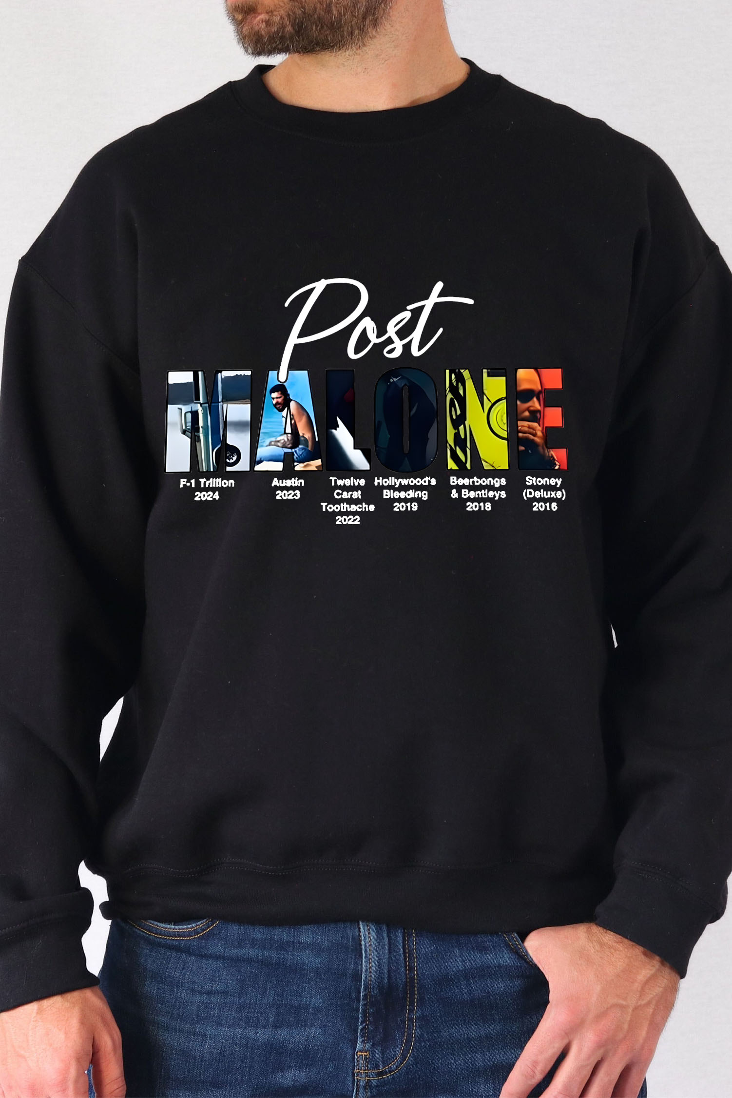 Retro post malone shirt vintage 90s style sweatshirt-Men