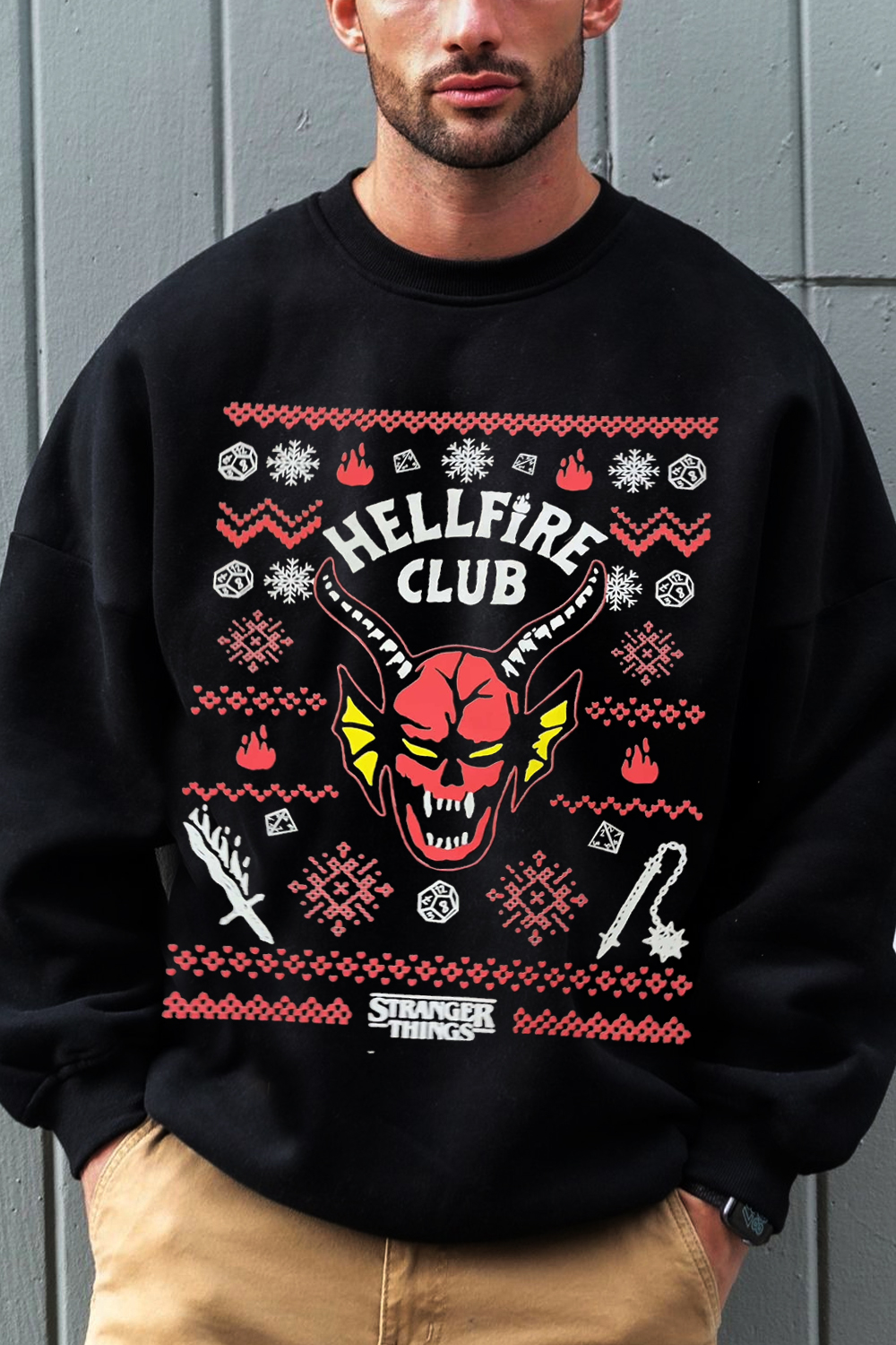 Strangerthings5 Embroidered Hellfire Club Sweatshirt.