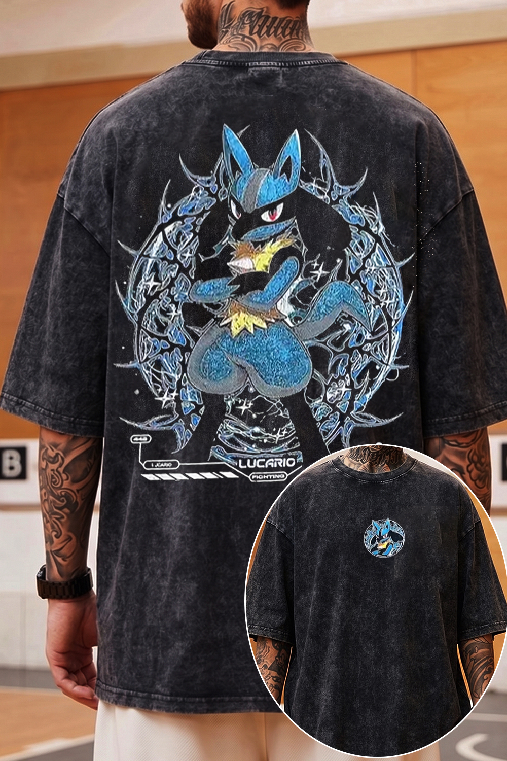 Lucario Anime Washed Cotton Tee