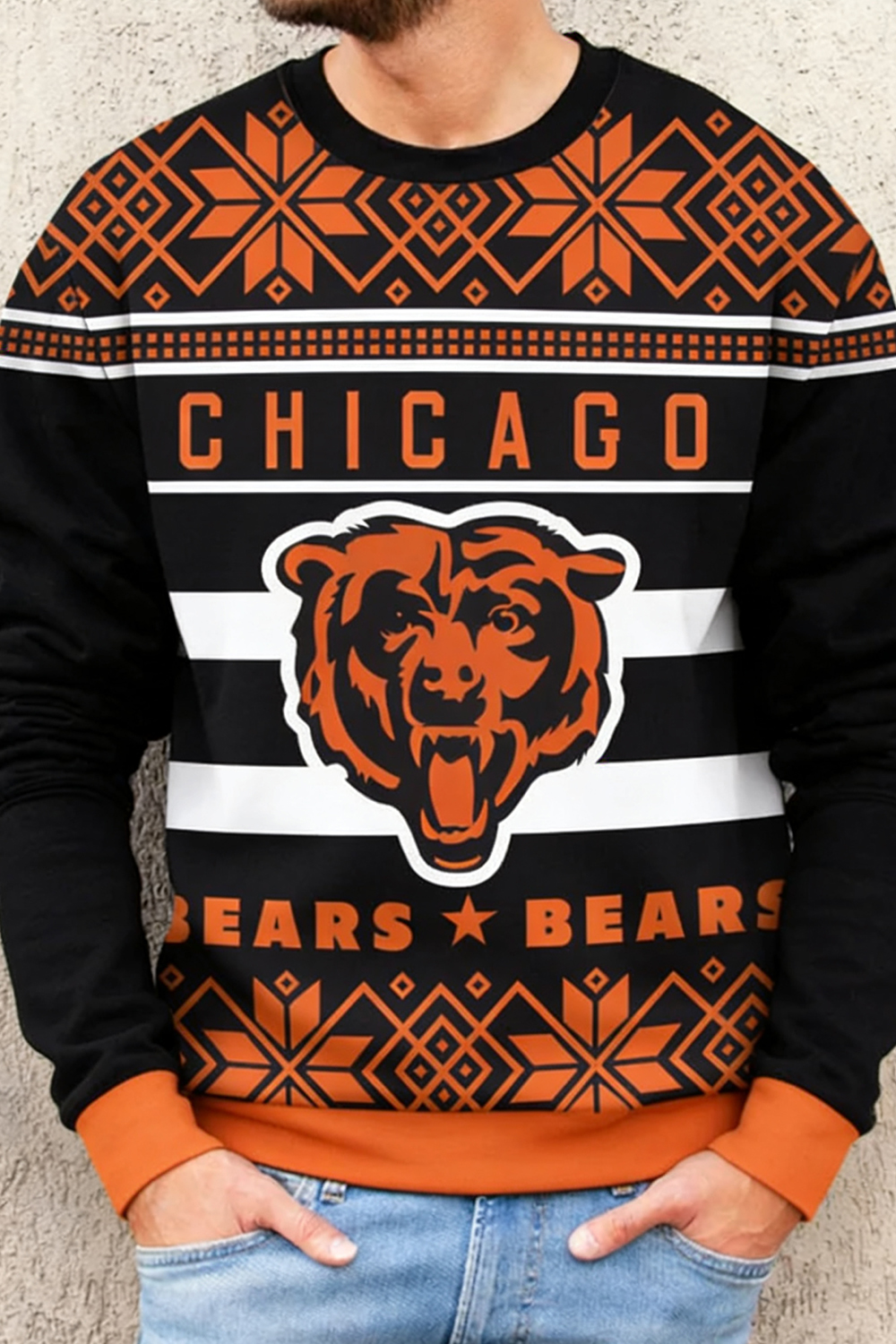 Men's football Chicago Bears Logo Navy Football Ugly Christmas Cosplay Sweater