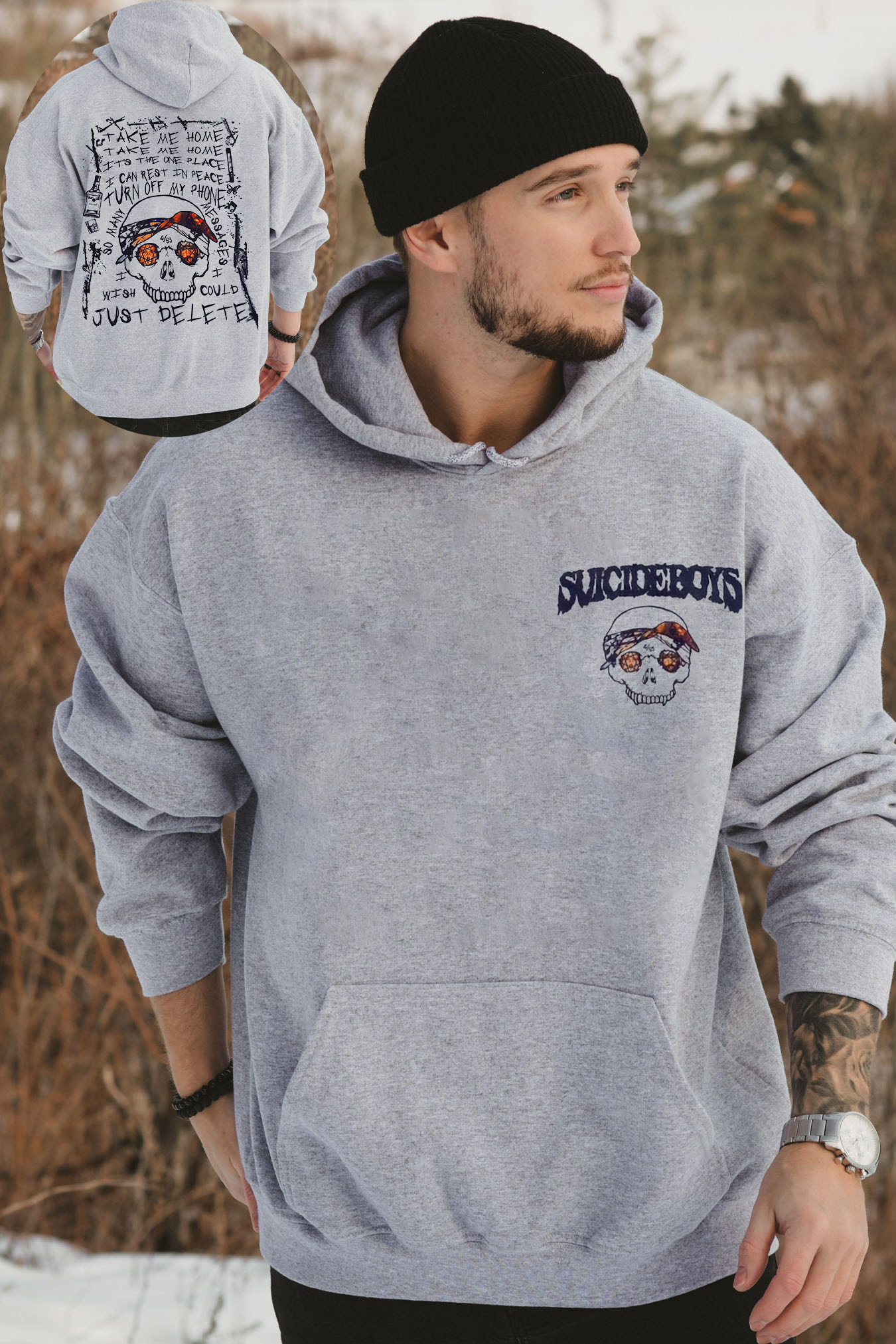 $uicideboy$Double-sided printed men's long-sleeved hoodie