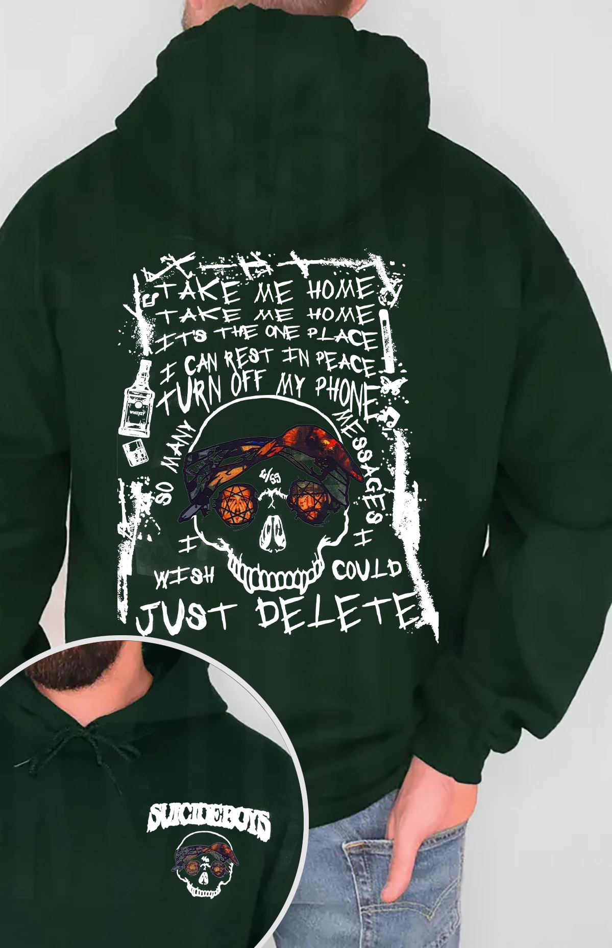 $uicideboy$Double-sided printed men's long-sleeved hoodie