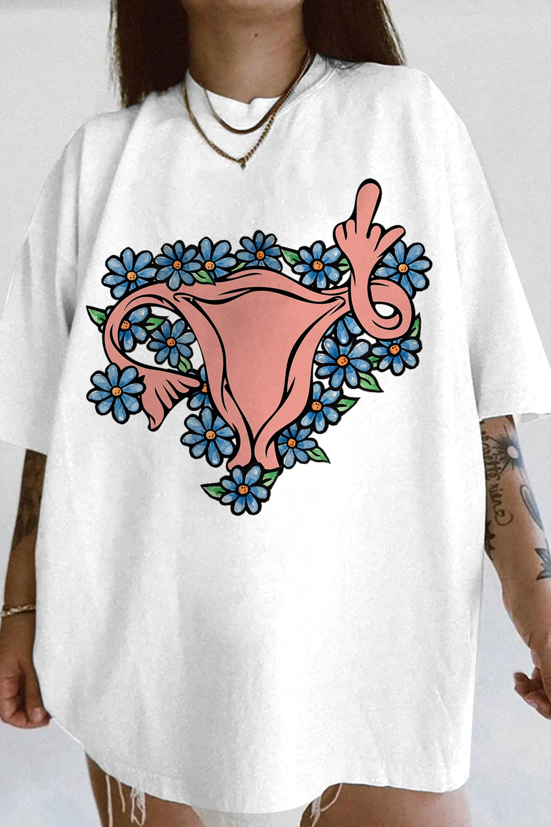 Middle Finger Uterus Pro choice Feminist Tee For Women