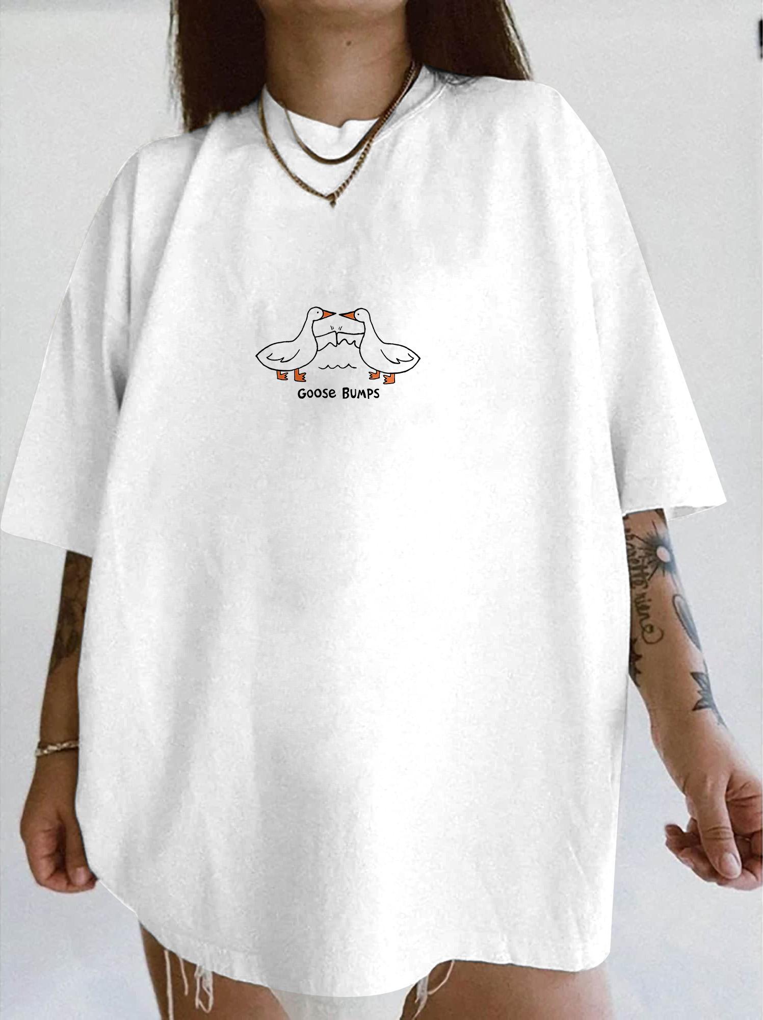 Goose Tee For Women,Goose Embroidered T-shirt,Funny shirt