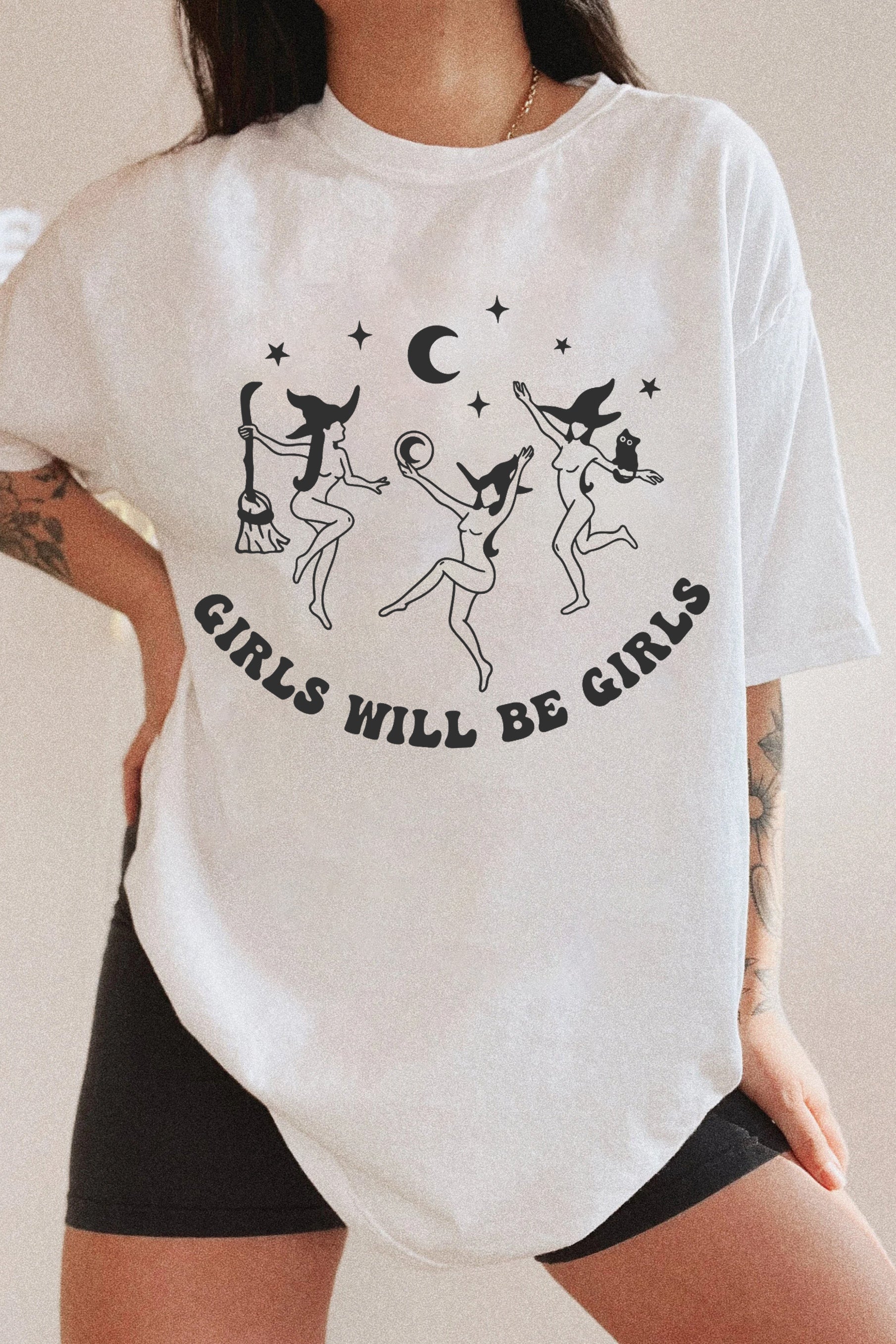 Halloween Witch Girls Will Be Girls Tee For Women