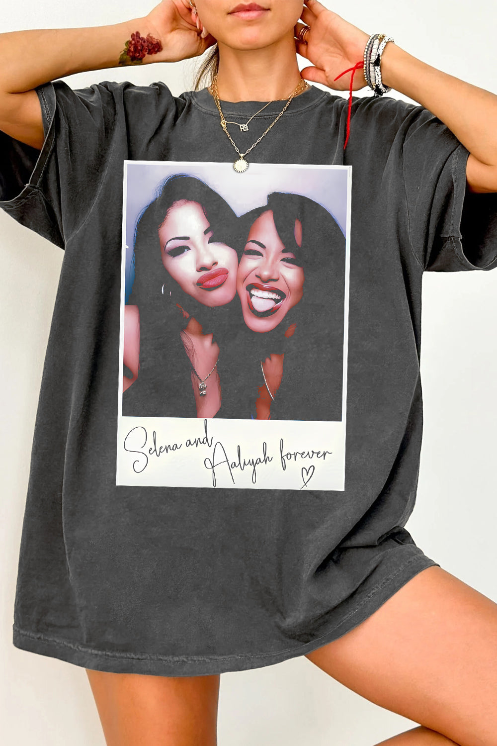 Selena & Aaliyah Photobooth Polaroid  Tee For Women