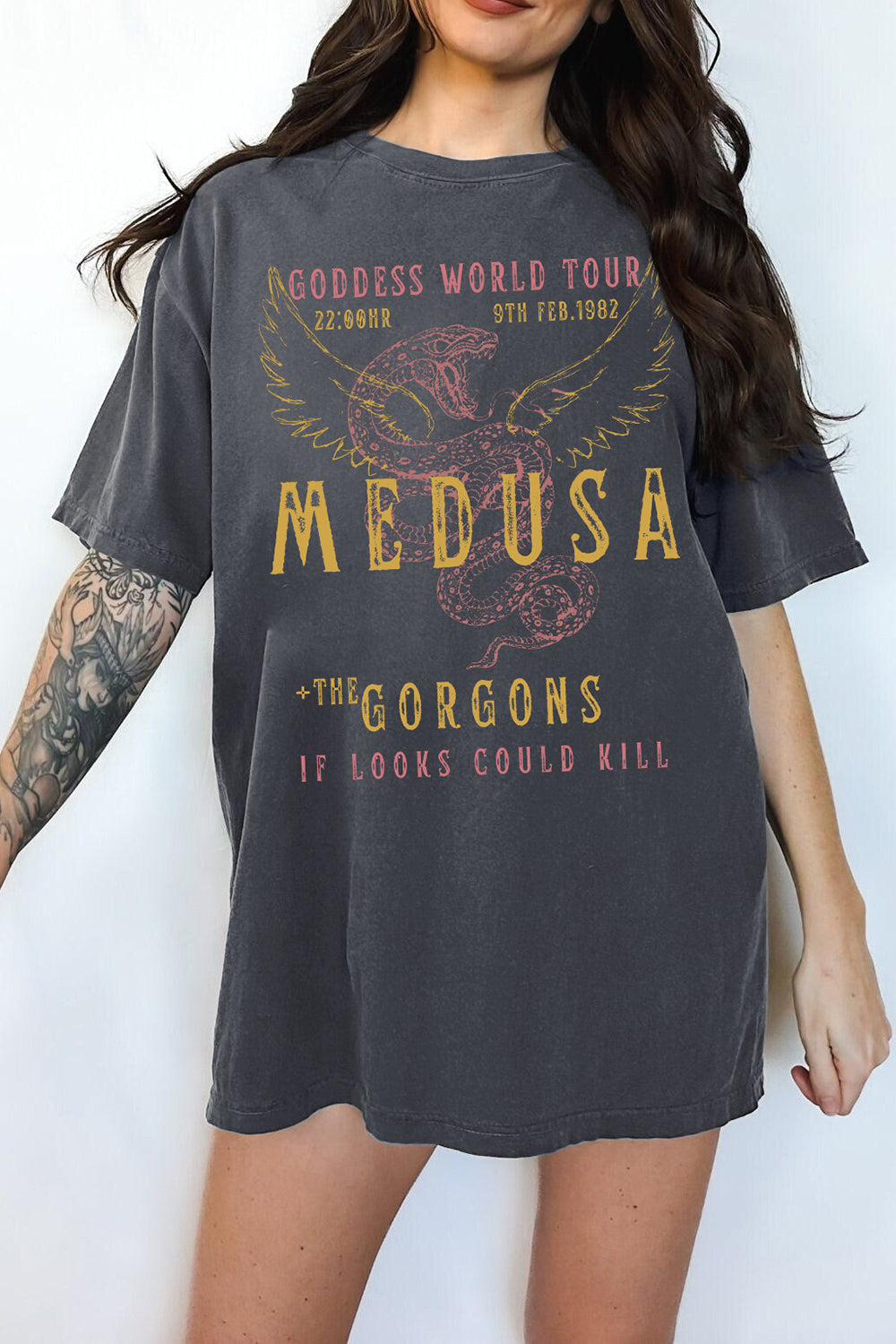Medusa Distressed Band Snake Tee For Women