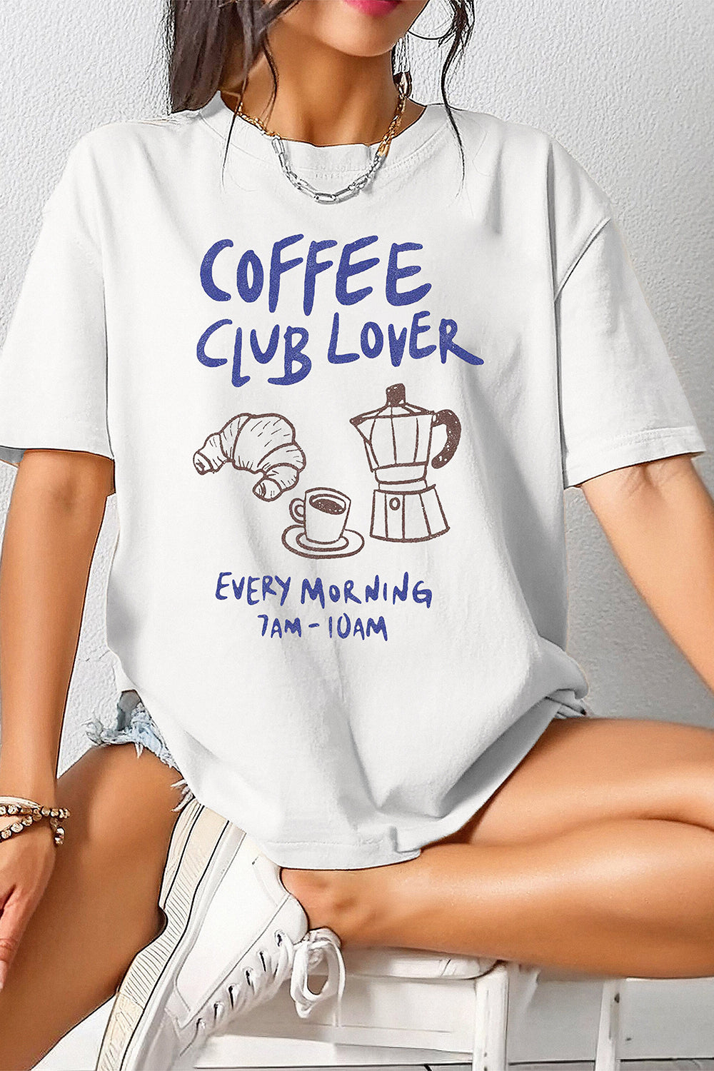 Coffee Club Lover Vintage Graphic Tee For Women
