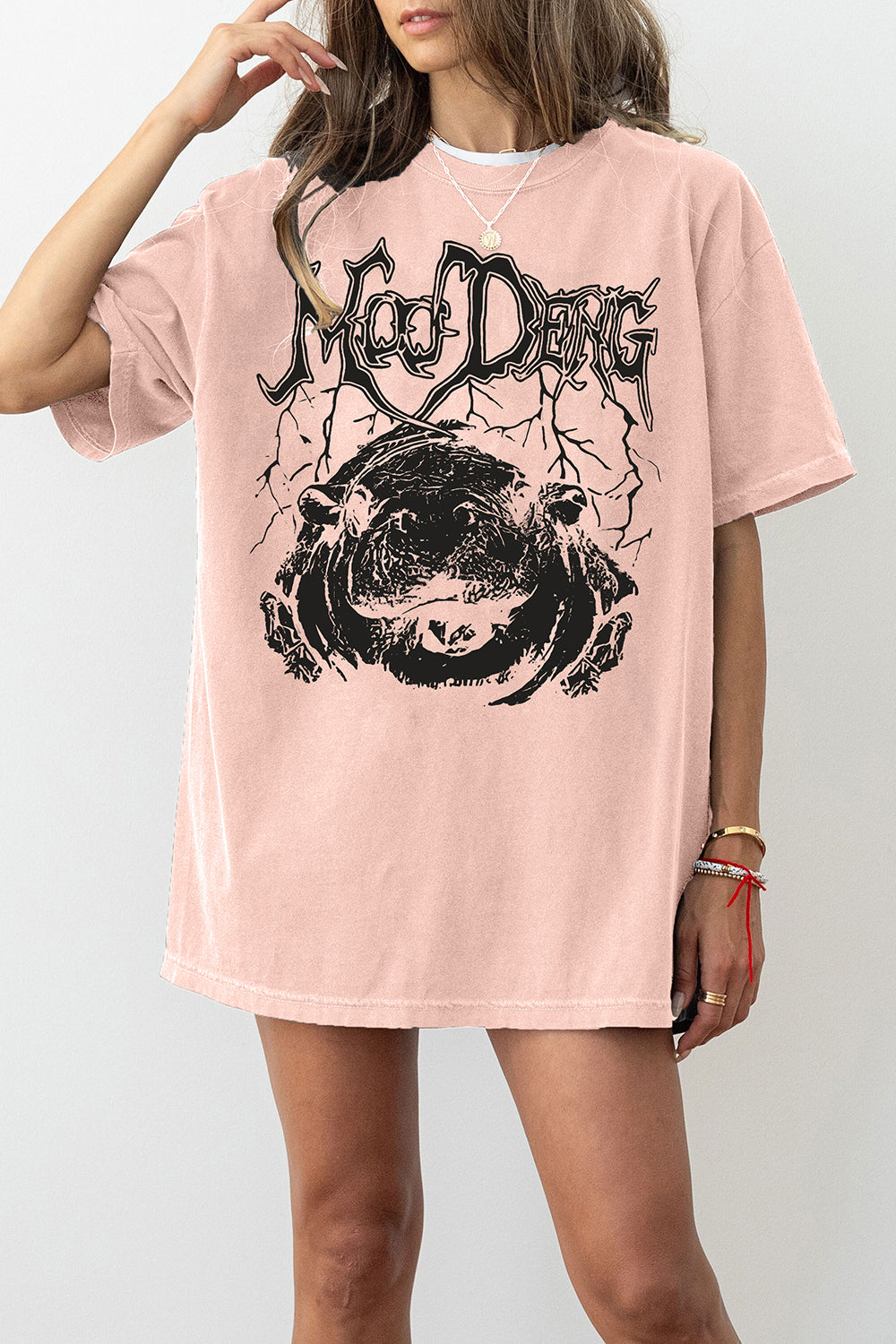Moo Deng Metal Tee For Women