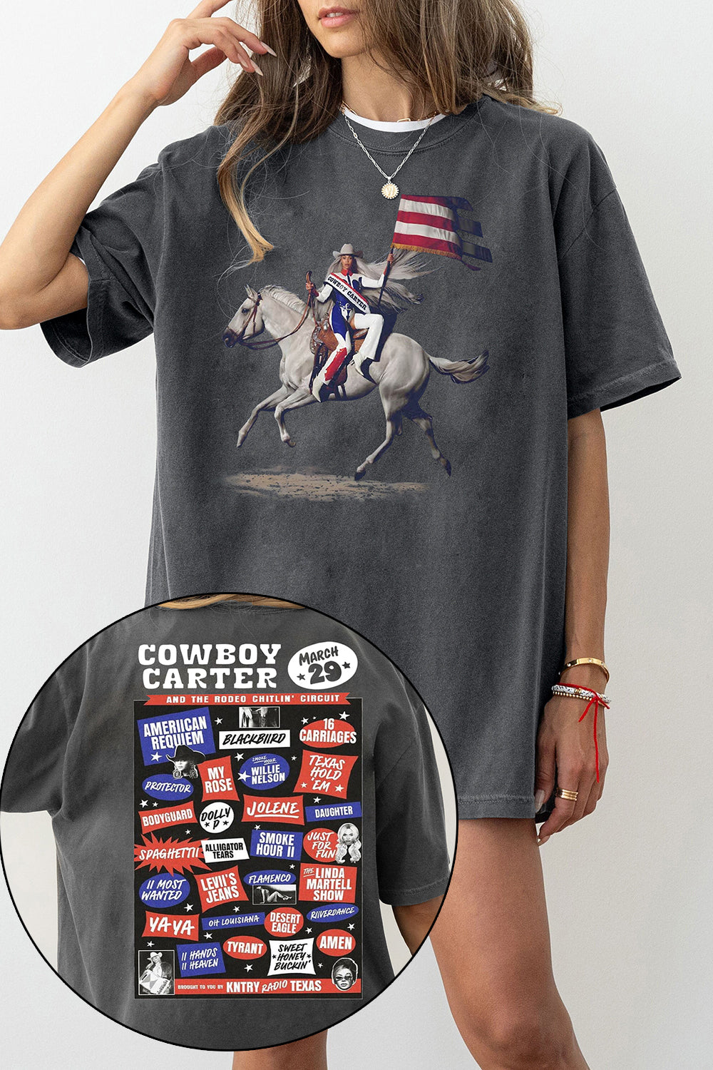 Cowboy Carter Gildan 2 Sides Beyoncee Tee For Women