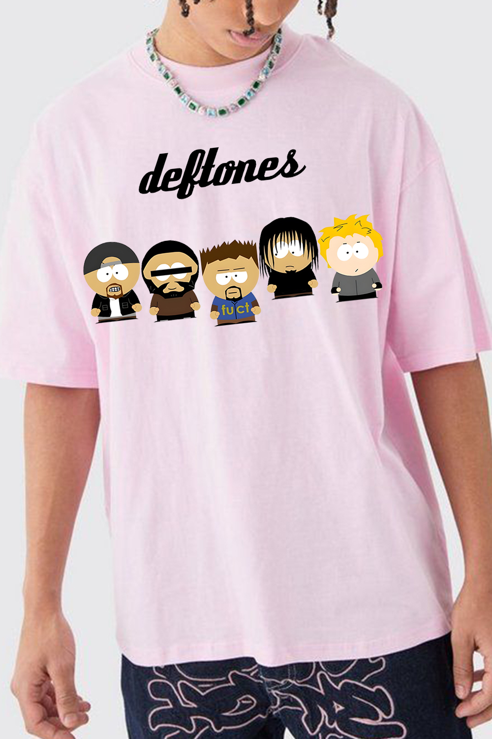 Deftones Cartoon Print Short-Sleeved T-Shirt