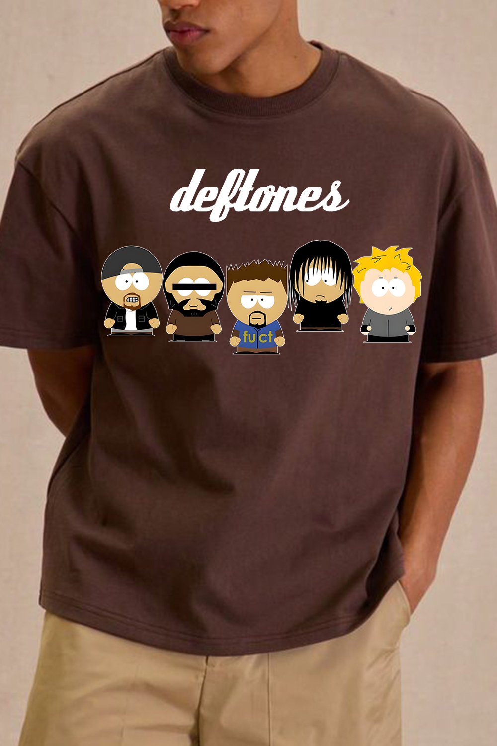 Deftones Cartoon Print Short-Sleeved T-Shirt