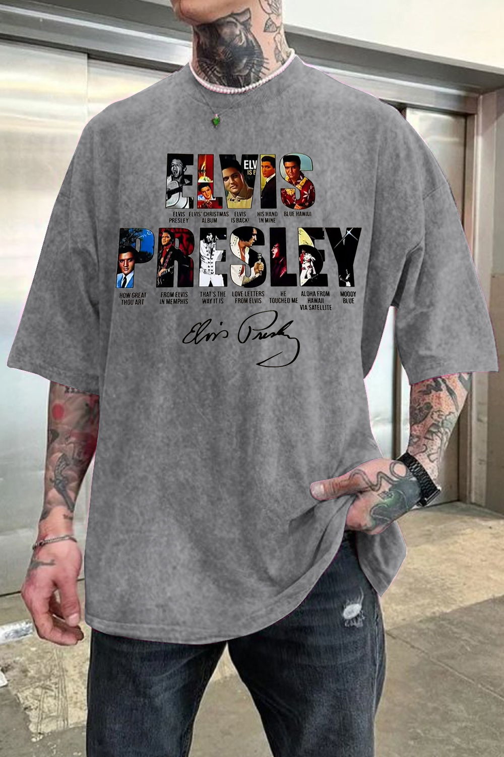 Washed cotton Love My E men's short-sleeved T-shirt