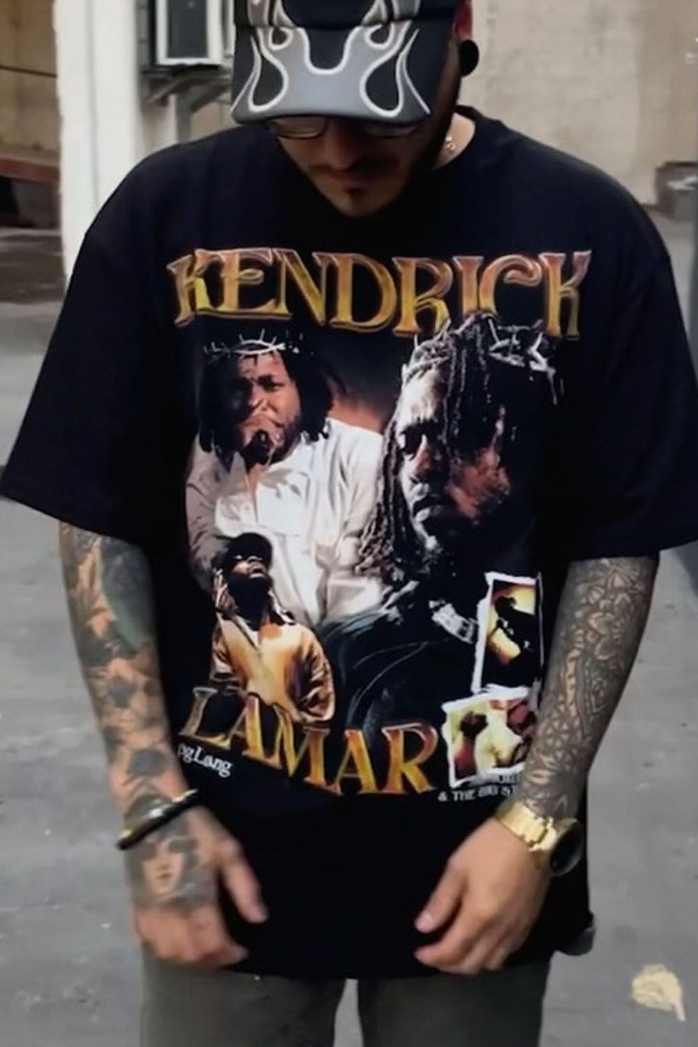 Hip-Hop Star Printed Round Neck Short Sleeve T-Shirt