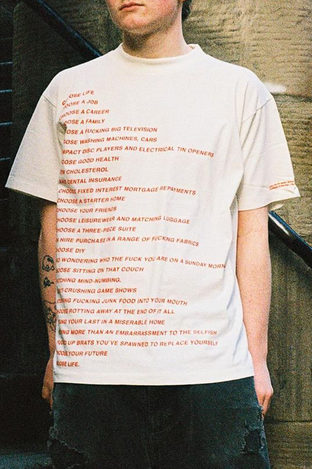 Round Neck Short Sleeve T-Shirt With Letter Print On Front And Back