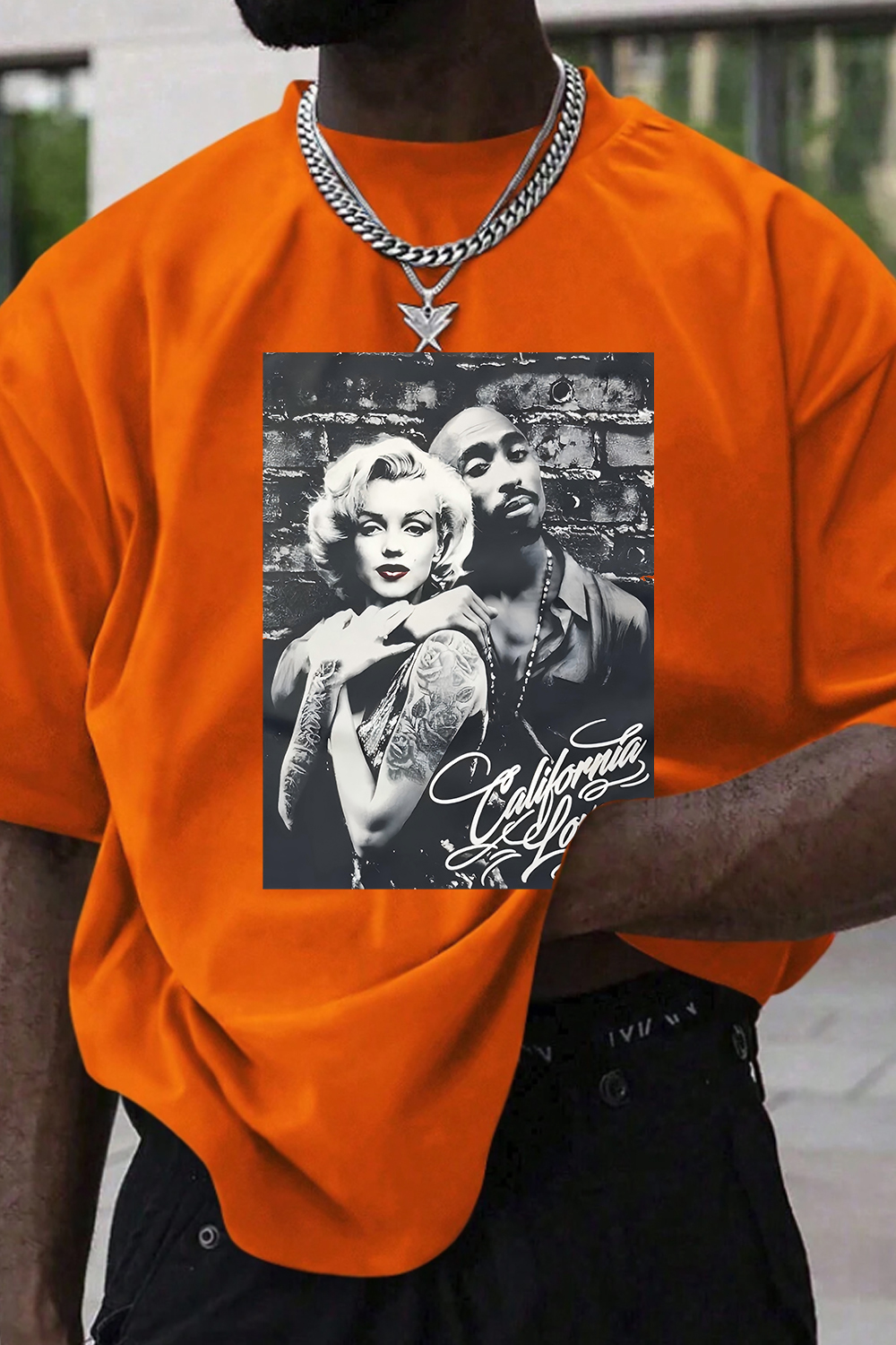 Marilyn Monroe and Tupac Shakur Graphic Tee For Men