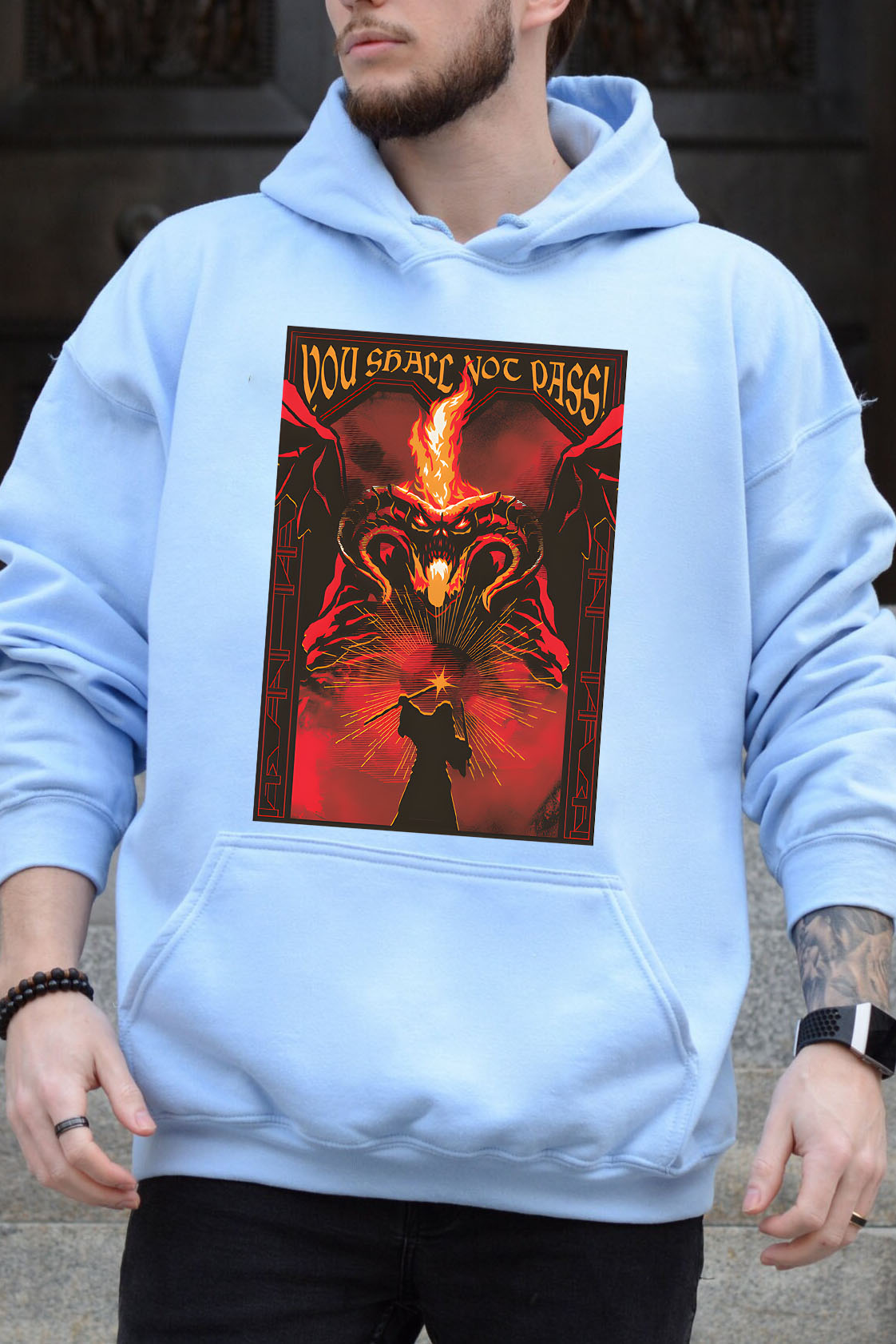Fire and shadow clash LOTR hoodie For men
