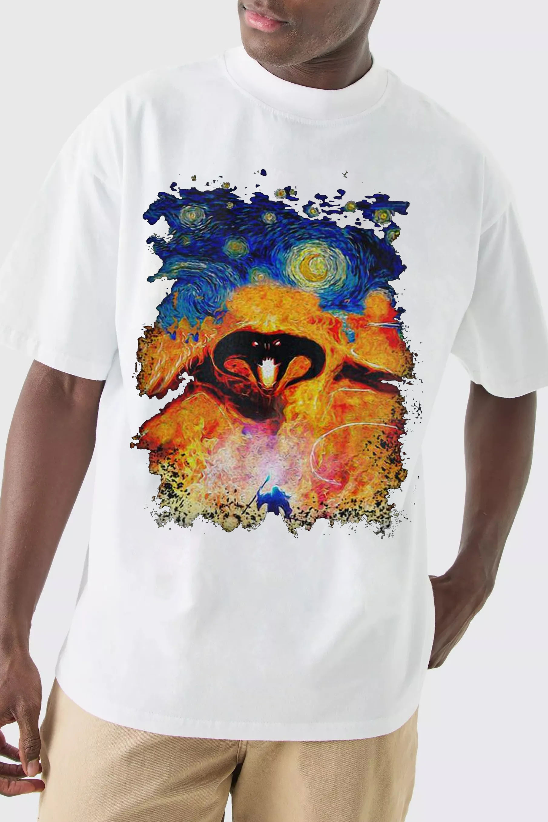 Balrog Starry Night LOTR Vintage  Men T Shirt