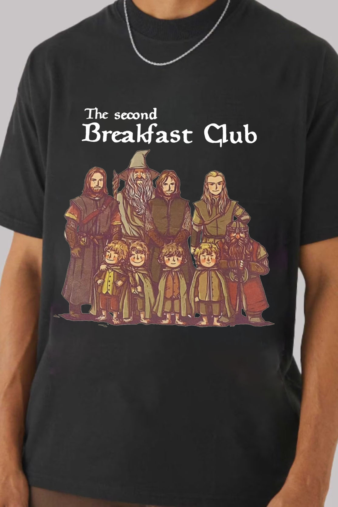 Lord of the Rings cartoon casual men's printed short-sleeved loose T-shirt