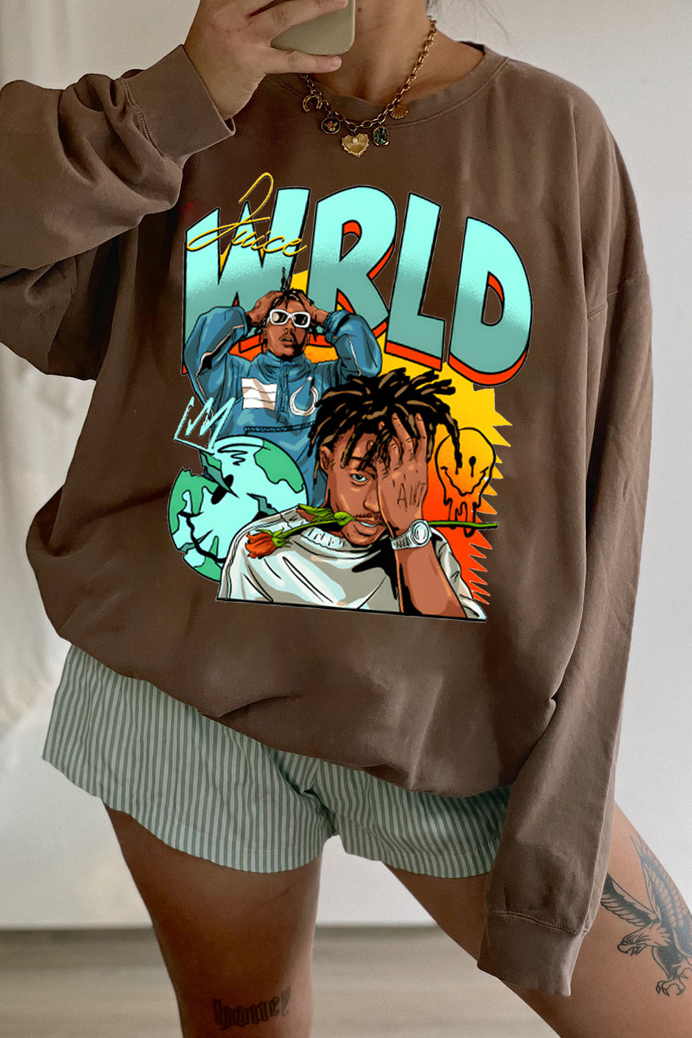 Juice World fans color block  sweatshirt