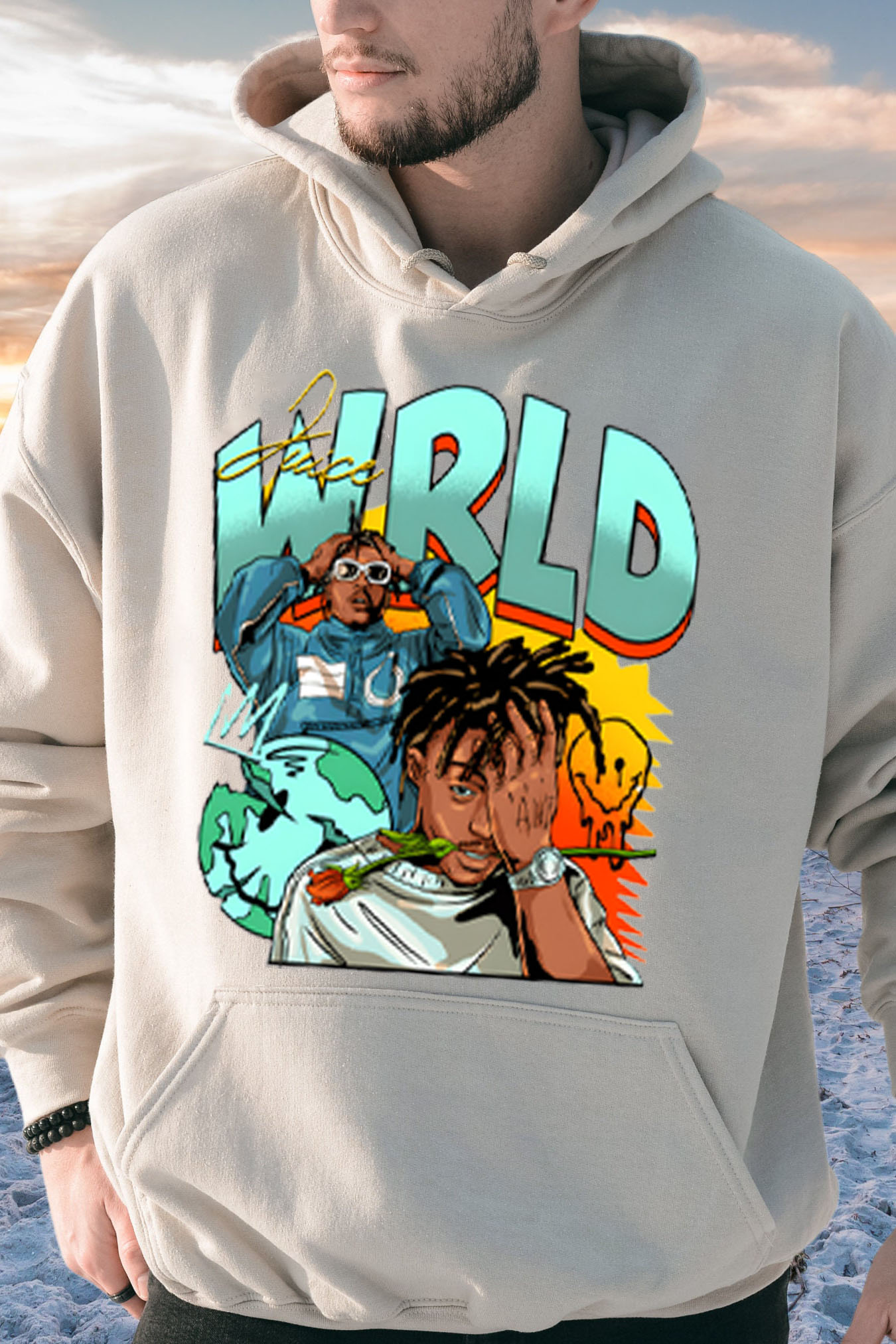 Juice World fans color block  Hoodie For Men