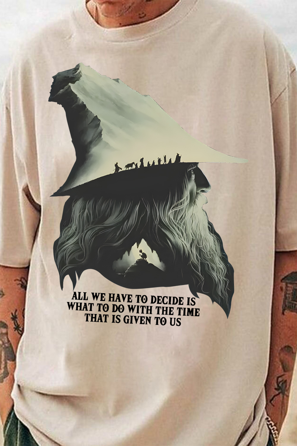 LOTR Gandalf Quote All We Have To Decide Front Vintage Shirt Tee - Men