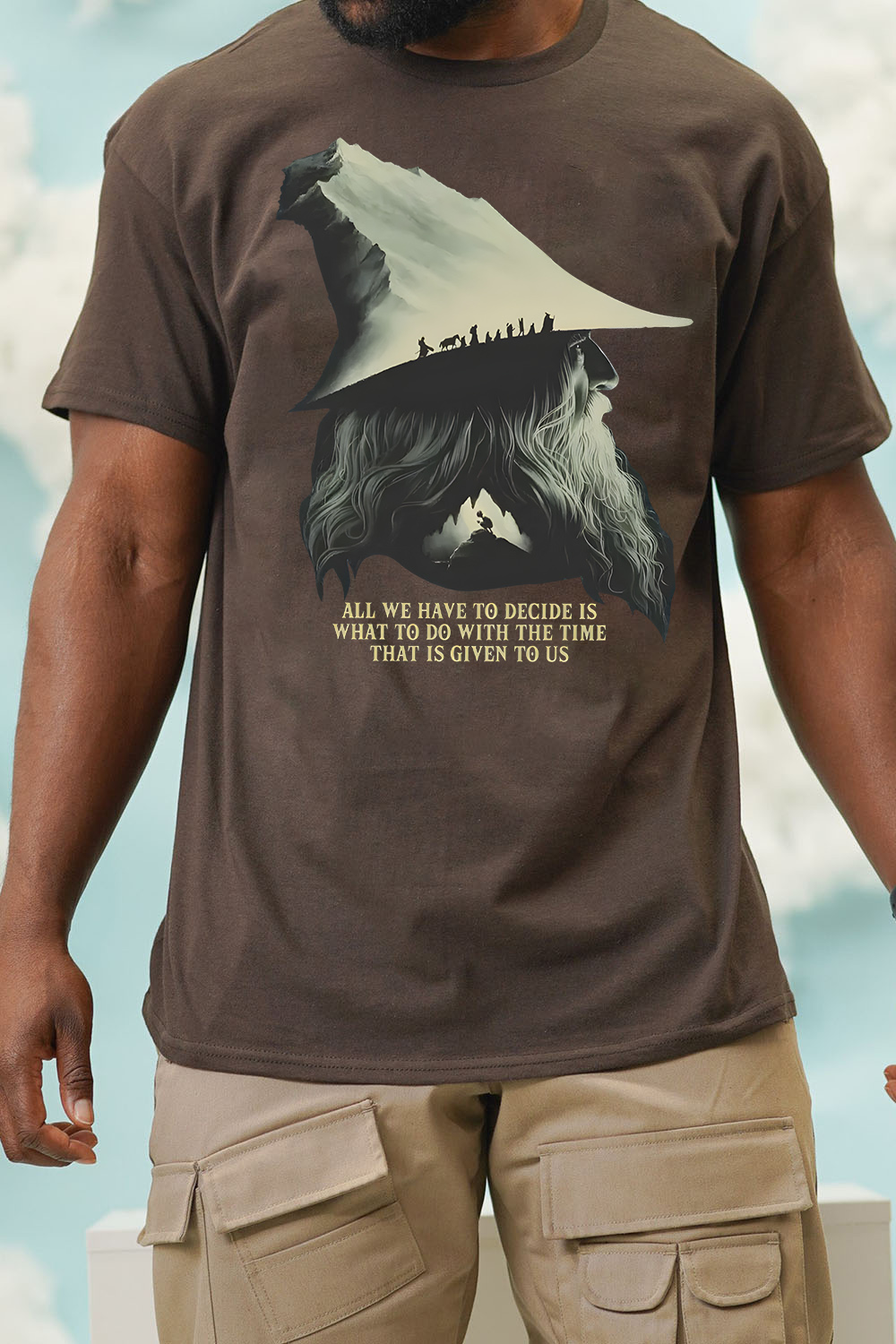 LOTR Gandalf Quote All We Have To Decide Front Vintage Shirt Tee - Men