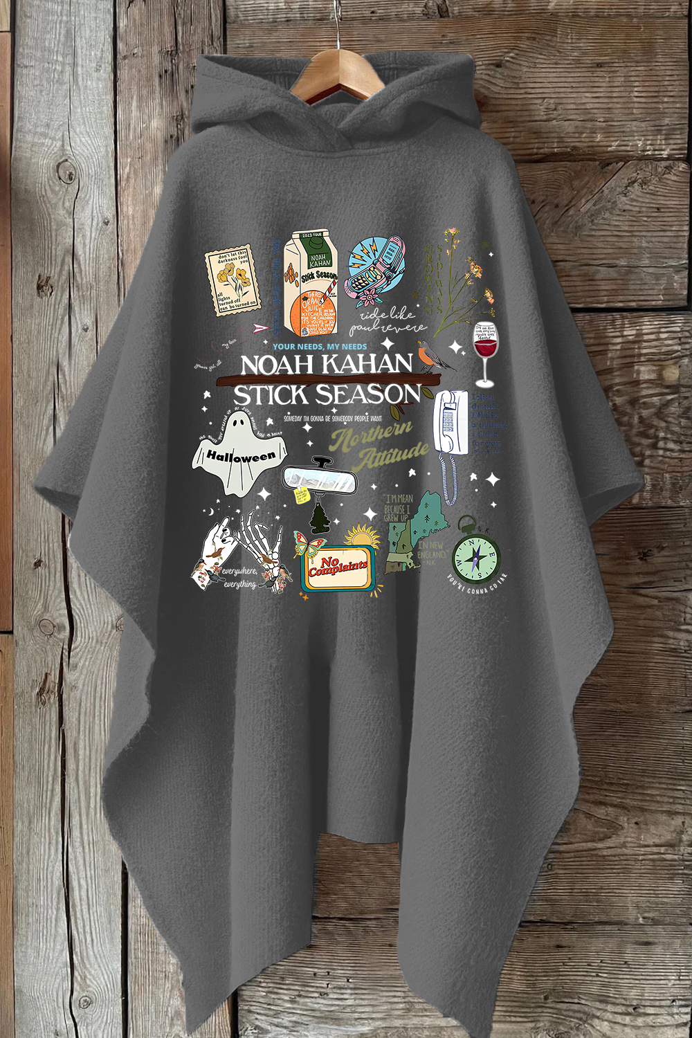 Stick Season Noah Kahan Full Version Hooded Warm Shawl Cape