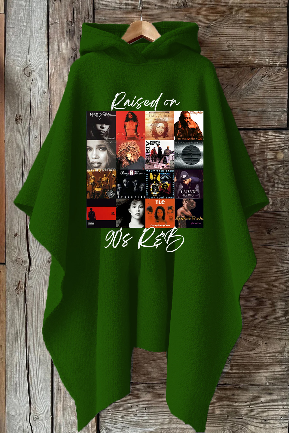 Raised on 90's R&B Album Cover Hooded Warm Shawl Cape