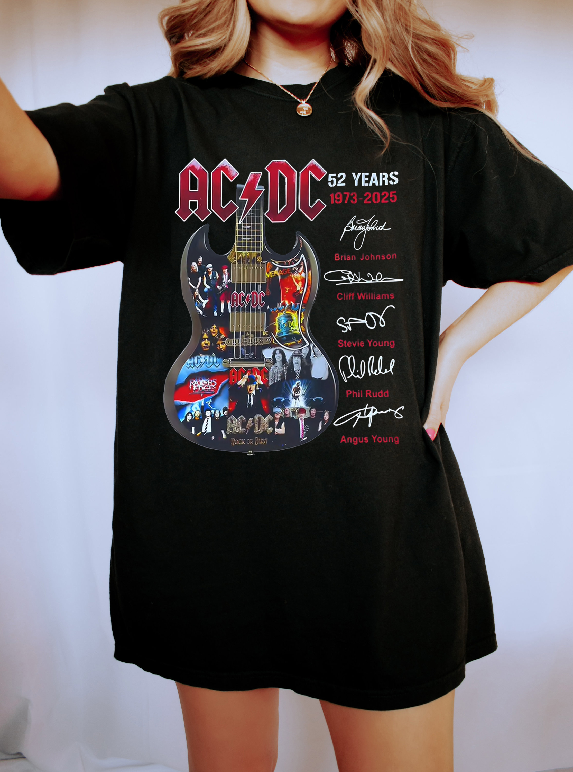 Acdc 52 Years 1973 2025 Tee For Women