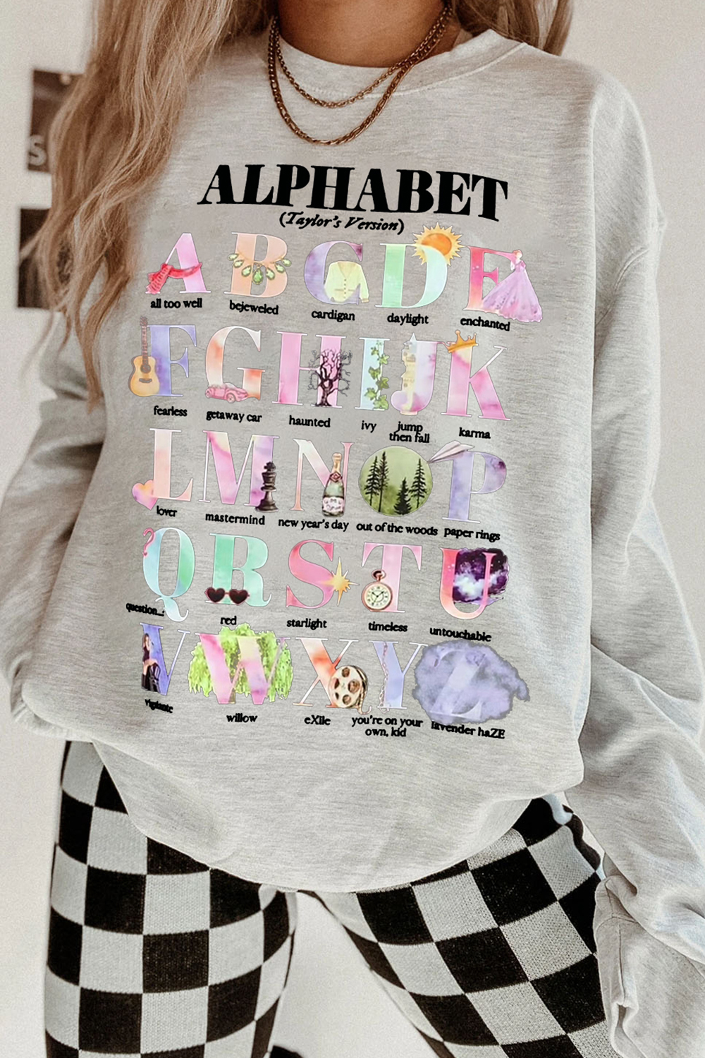 T S Swiftie Alphabet T- Sweatshirt
