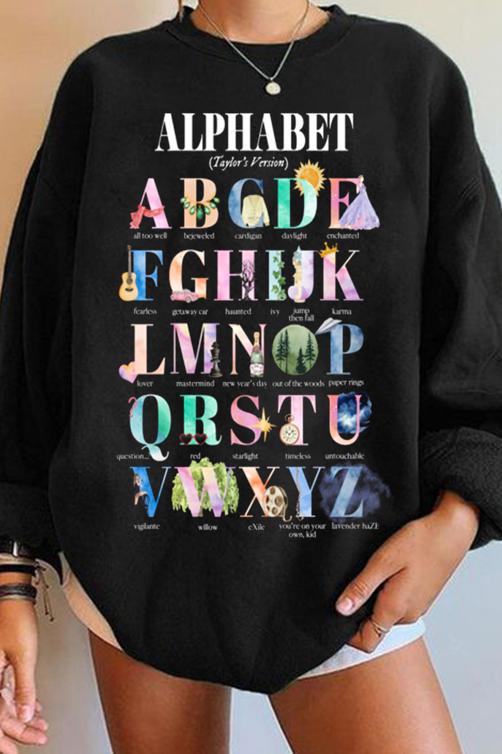 Letter Creative Printed Round Neck Casual Long Sleeve Sweatshirt