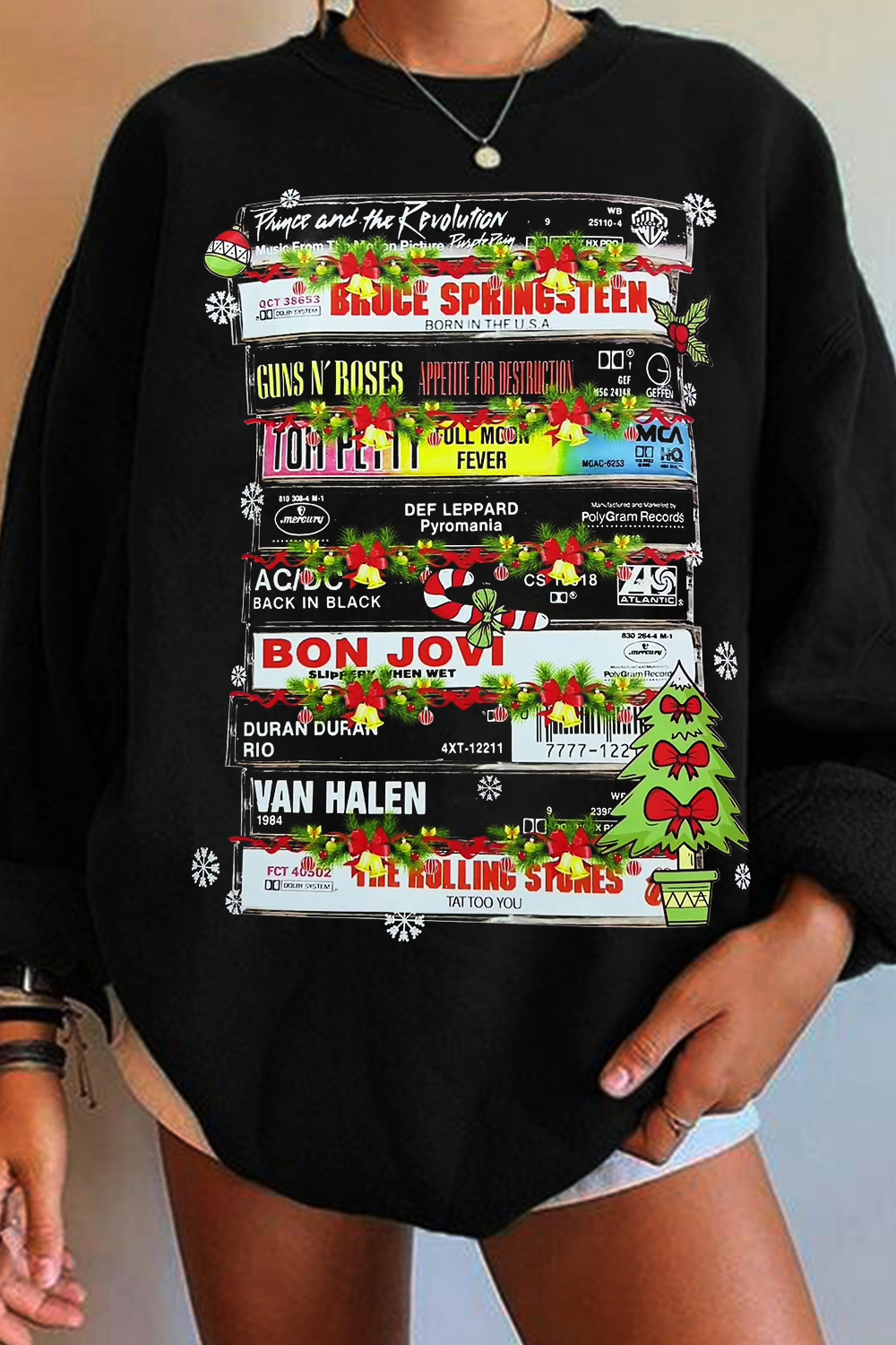 Christmas Book Casual Print Round Neck Long Sleeve Sweatshirt