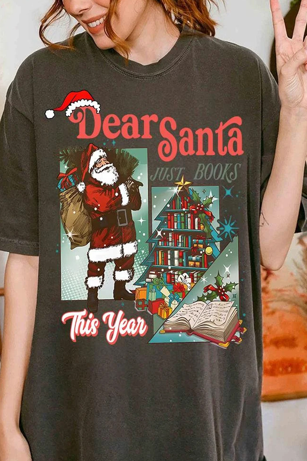 Cartoon Santa Claus print short-sleeved T-shirt