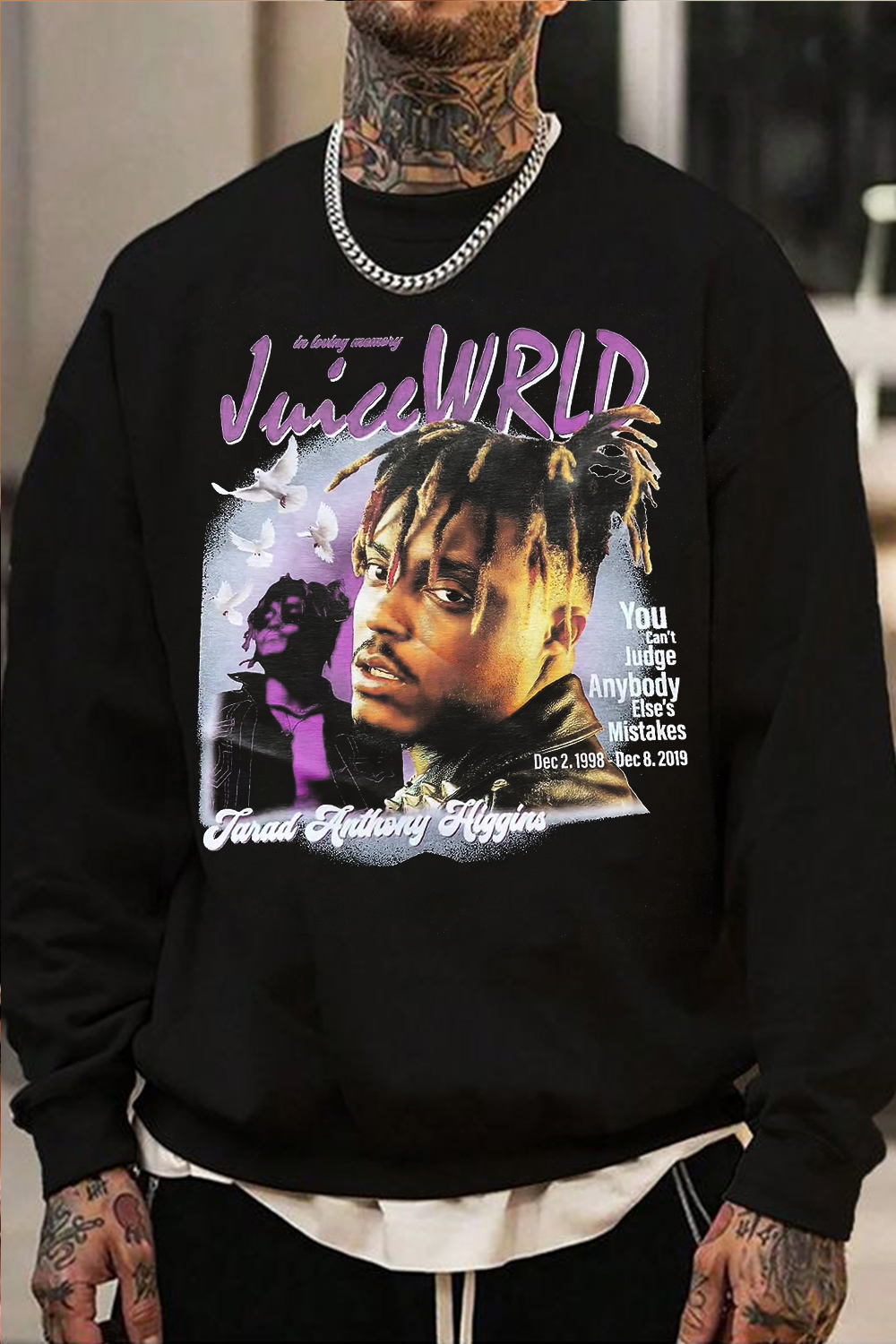 JUICE WRLD color-blocked lettering men's sweatshirt