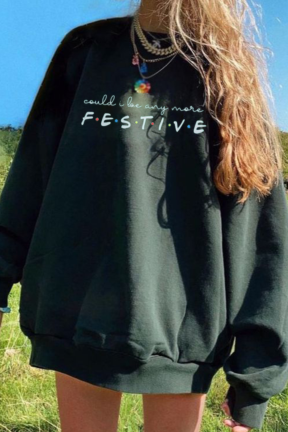 Women's Christmas Slogan Long Sleeve Crew Neck Sweatshirt