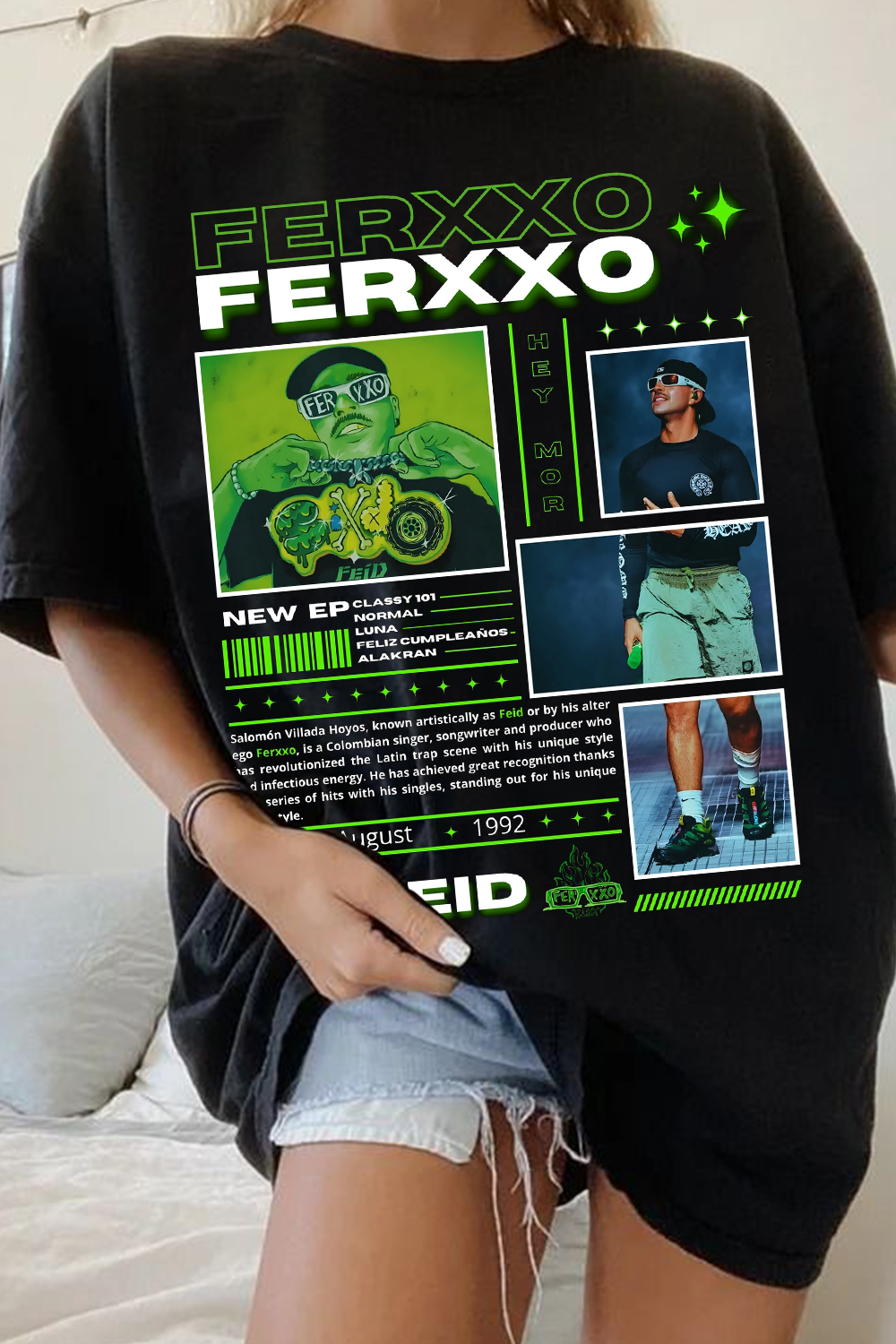 Contrast Color Star Support Print Round Neck Short Sleeve T-Shirt