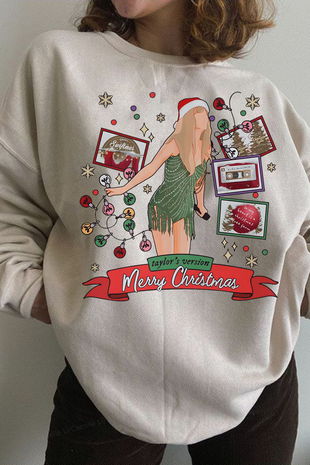 Christmas Taylor Cartoon Round Neck Women's Sweatshirt