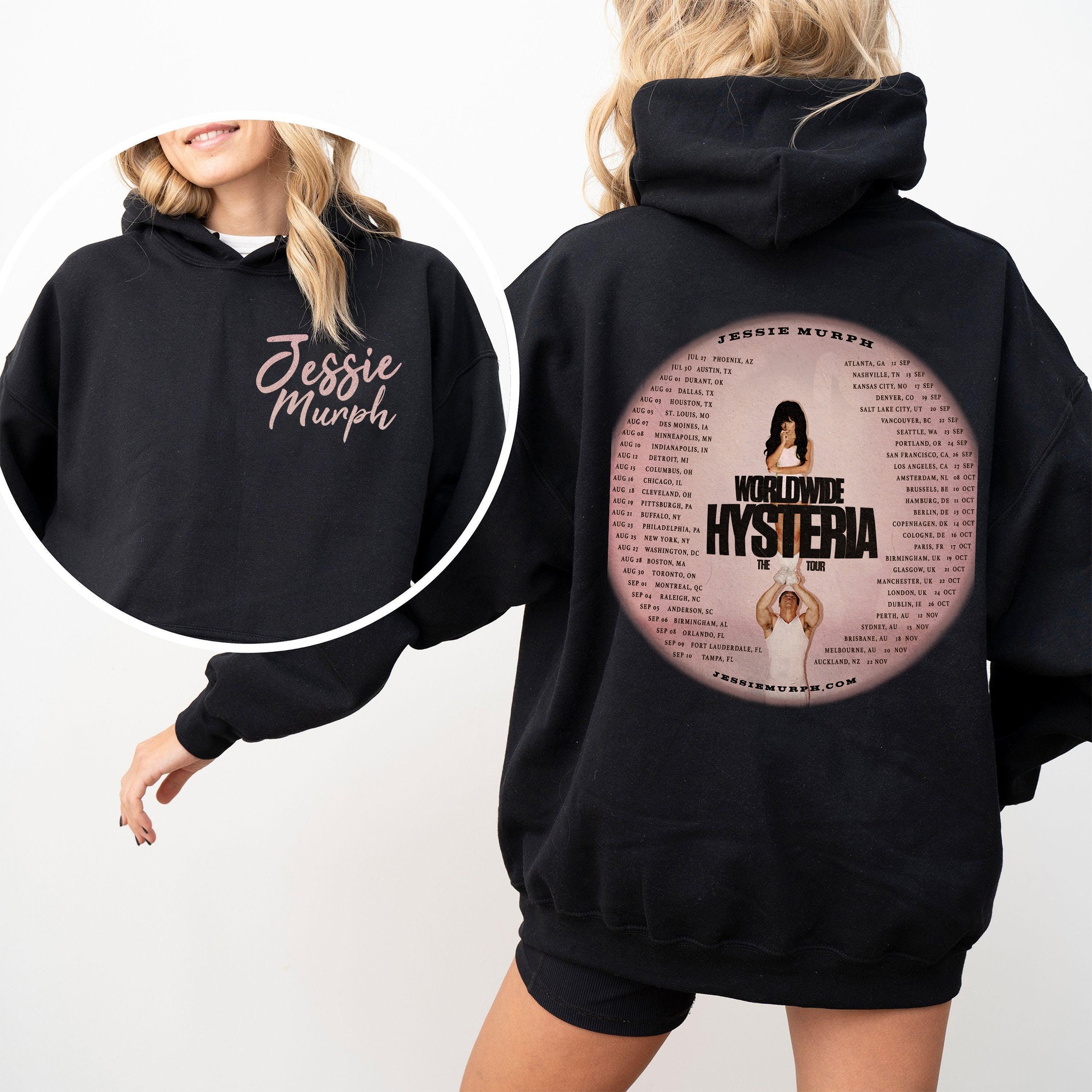2 Sided WorldWide Hysteria The Tour Shirt, Jessie Murph Hoodie
