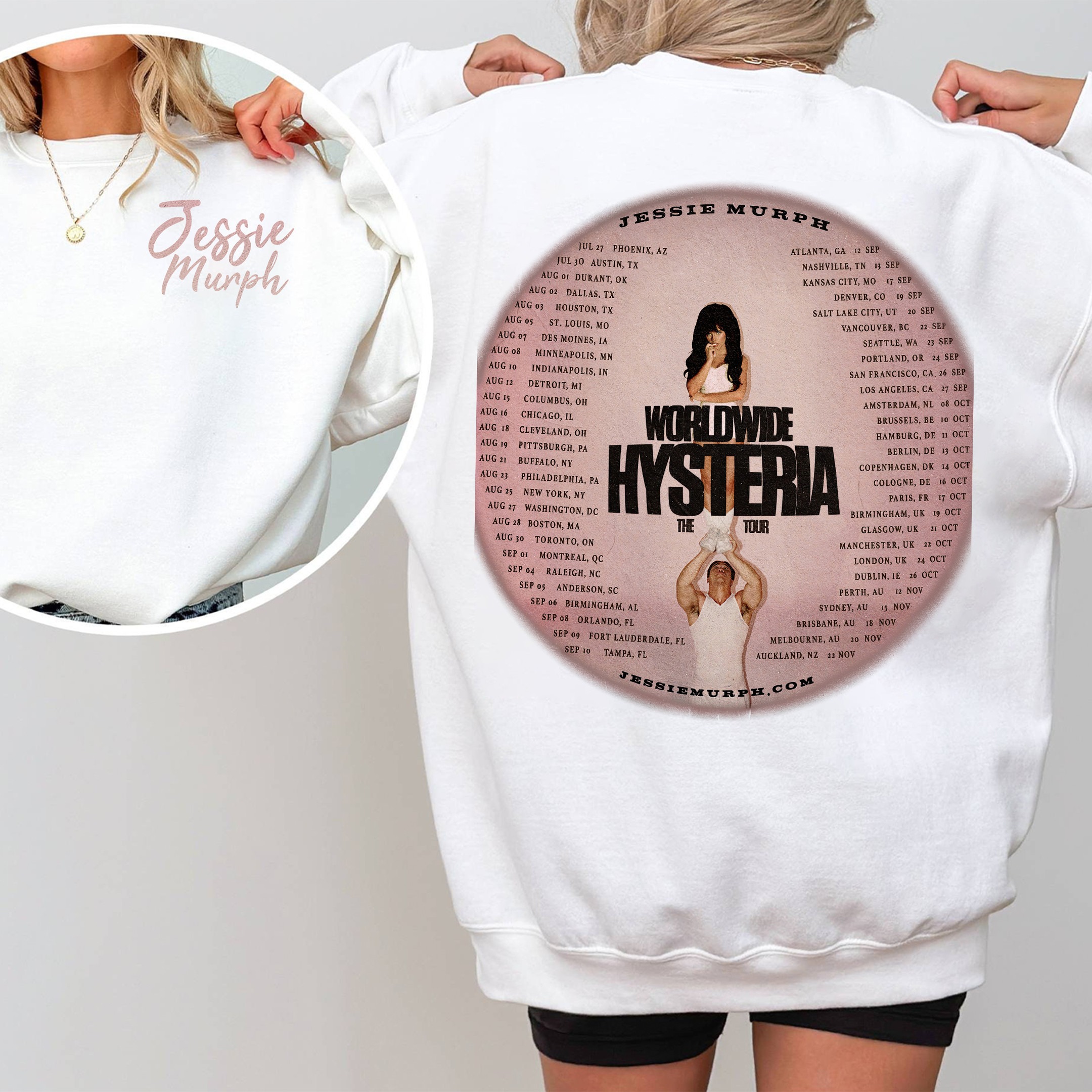 2 Sided WorldWide Hysteria The Tour Shirt, Jessie Murph Sweatshirt
