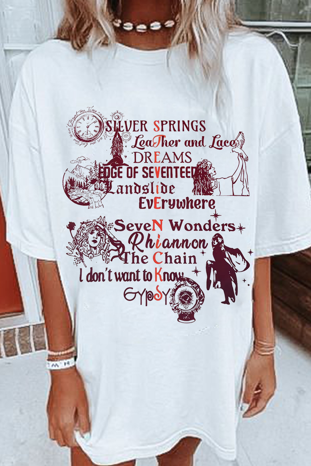 Witch Letter Print Round Neck Loose Short Sleeve T-Shirt
